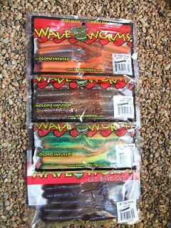   WAVE WORMS TIKI TUBES IN FOUR DIFFERENT COLORS BASS FISHING TUBES