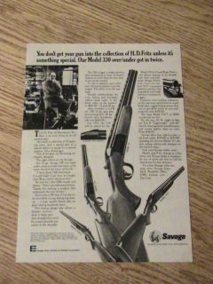 1974 SAVAGE ARMS GUN ADVERTISEMENT H D FRITZ AD HUNTING