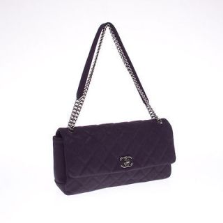   Chanel Purple Caviar Leather Classic CoCo Single Flap Shoulder Bag