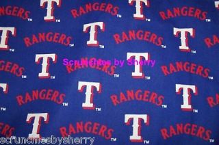 Texas Rangers Cotton MLB Baseball Blue Craft Quilt Fabric OOP 1 YARD