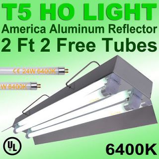 24 T5 Fluorescent Lamp Grow Light 2 Tube CFL Lighting Fixture Plant 