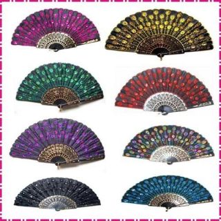 Fans Embroidered Cloth Spanish Embroidered Cloth Folding Hand Fan 