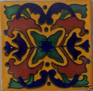 C189) 9 Talavera Ceramic Tile Handcrafted Mexican Clay