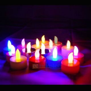   24/60/120pcs LED Flameless Tealight Electronic Candles Lights 4 Colors