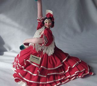 Roldan 11 tall Spainish flamenco dancer Cloth Doll red dress Barcelon 