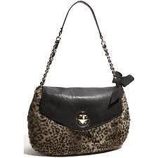   Leopard Leather Bonsoir Martina Flap Shoulder Chain Bag Purse NWT NEW
