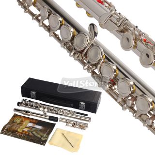 New Silver Plated Brass Closed Hole 16 Hole C Tone Flute with Case