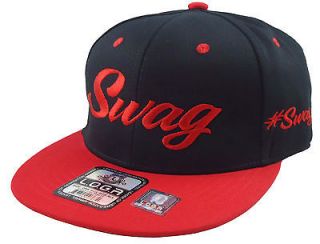 NEW VINTAGE SWAG FLAT BILL SNAPBACK BASEBALL CAP HAT BLACK/RED