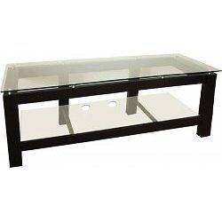 64 Low Profile Flat Screen TV Stand   Black with Glass Shelves   by 