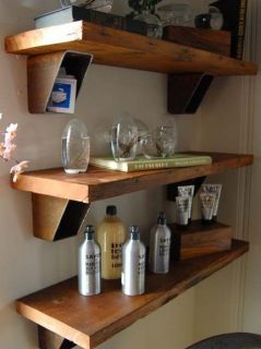 Reclaimed Wood Wall Shelving   2 sections