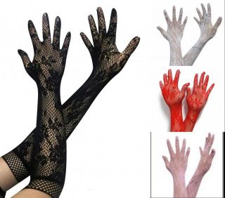   Stretch Lace Opear/Long Length Gloves   Black White Pink Red 5 Colors