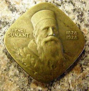   /1928 HENRI DUNANT Pinback Medal Founder of the Red Cross AS IS RARE