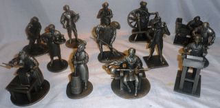 13 Vintage 1974 75 Franklin Mint Fine Pewter The People of Colonial 