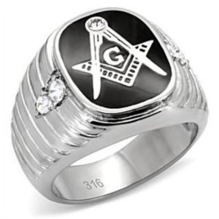 New Stainless Steel Mens Masonic Mason Ring   Sizes 8 13
