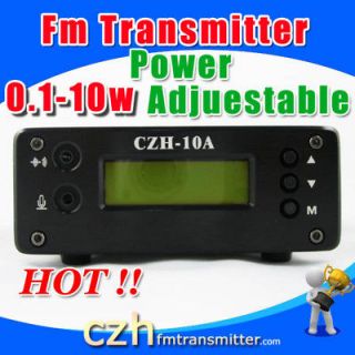 10w fm transmitter broadcast 99 steps 0~10W power supply 1/2 dipole 