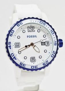 Fossil Mens White Ceramic Multifunction Watch CE5013 New Blue Hot 