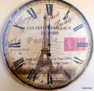 Large 24 Paris Eiffel Tower Wall Clock French Decor