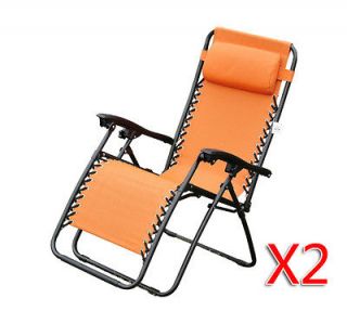   Set of 2 Zero Gravity Chair Folding Recliner Patio Pool Lounge Chairs