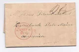 1838 Stampless Transatlantic Forwarder Cover W/Illustrated Shipping 