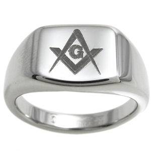 Tungsten Carbide Masonic Symbol Freemasons Signet Band Ring Size 8 13
