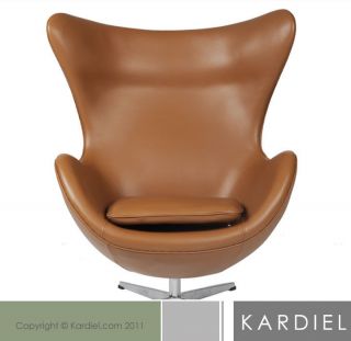 EGG CHAIR CARAMEL Premium Leather mid century modern furniture lounge 