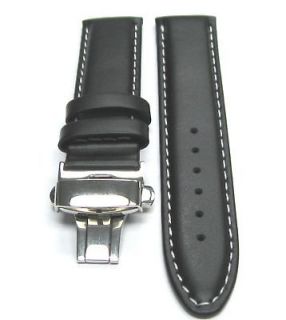 22MM LEATHER BAND DEPLOYMENT STRAP FOR PANERAI W/S BLACK #2