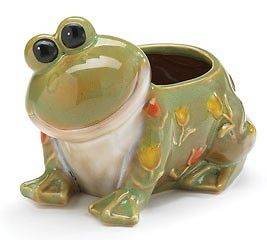 LIL FROG PLANTER porcelain frog shaped container