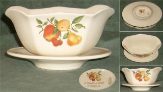TELEFLORA PLANTER GRAVY BOAT with UNDERPLATE FRUIT DESIGN MADE IN 