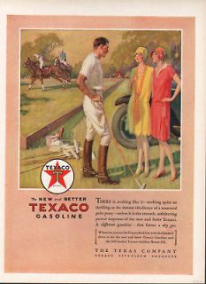 FP 1928 TEXACO MOTOR GAS POLO PONY HORSE OUTDOOR SPORT AD