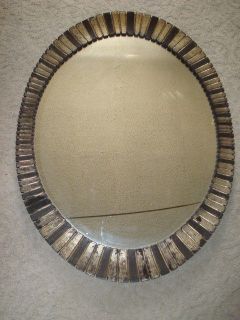 TURNER inspired FRAMED OVAL HANGING WALL MIRROR Silver Black accessory