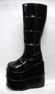 Black Stacked Platform Frankenstein KISS Goth Costume Boots Mens size 
