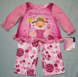 Girls PINKALICIOUS Flame Resistant Polyester 2 Pc Pajama Set 12M or 3T 