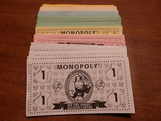 Hasbro 2001 Monopoly New York Yankees Edition Set of Replacement Money 