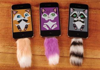 Gama Go FAUX FUR TAIL TAILS for IPHONE IPAD Fox Raccoon Pu​rple Cat 