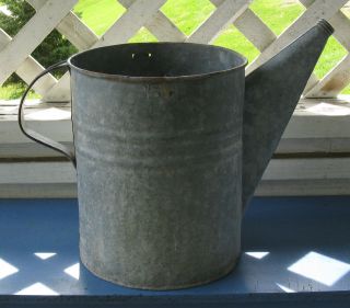 Old vintage galvanized metal watering can planter bucket garden farm 