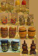   Shakers Lot of 8 Sets w/Owls, Wood Burning Stoves, Barrels & More