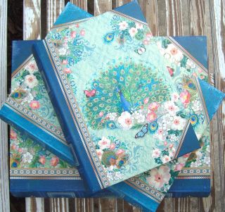 pUNCH sTUDIO Choice of Royal Blue Peacock Nesting Keepsake Book Boxes
