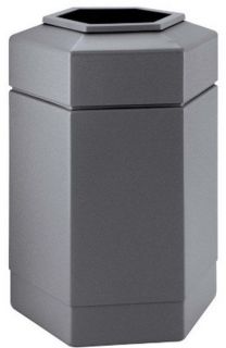   Gray Commercial In / Outdoor Trash Can Open Top Garbage Container