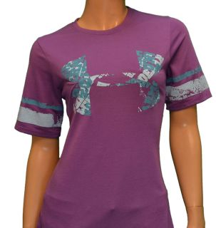 UNDER ARMOUR Womens Big UA Logo Heatgear Running Shirt Purple