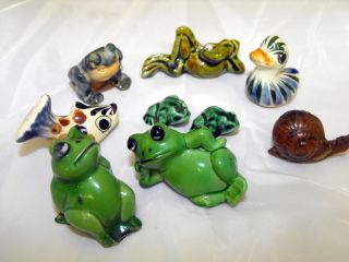 VTG Terrarium Animals Ceramic Figurines Lot Frogs Ducks & Snail