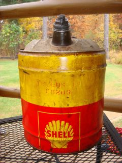 Vintage SHELL Red & Yellow 5 GALLON GAS CAN
