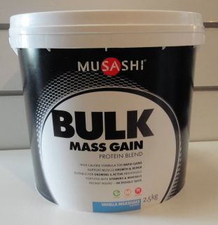MUSASHI BULK Mass Gain Protein Powder 2.5kg Vanilla   Muscle Growth 