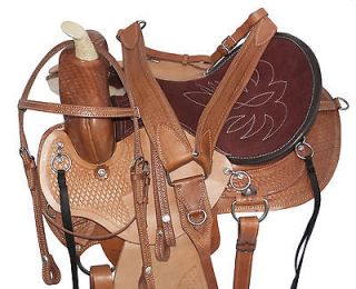 New Custom 18 Seat Inch Tex Tooled Gaited Horse Leather Saddle 
