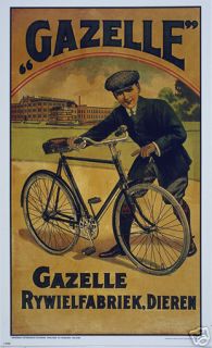 BICYCLE VINTAGE AD POSTER Gazelle RARE HOT NEW