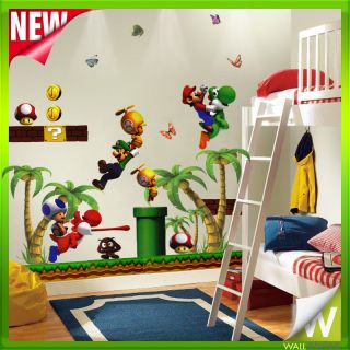 Super Mario Game Tree Wall Stickers Decor Decal Art For Nursery Bedoom 
