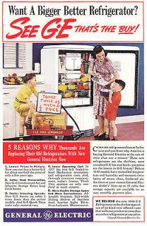 1940 General Electric Refrigerator Kids, Wagon, Print Ad