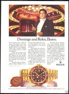 1988 Placido Domingo Rolex GMT Master Watch Photo Ad