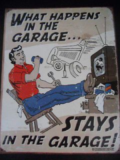 Newly listed Happens in the Garage Shop Station Man Cave Vintage Sign 