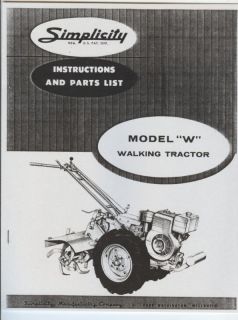 Simplicity Model W Walking Garden Tractor Manual