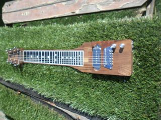 Solid Walnut Lap Steel Guitar w/Chrome P 90 24 Scale Anodized Aluminum 